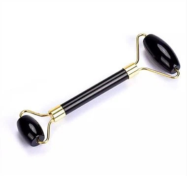 Ролик для массажа лица с черным обсидиановым нефритовым камнем