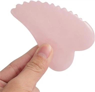 Comb Edge Rose Quartz Gua Sha инструмент