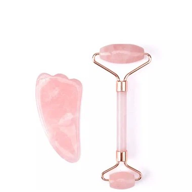 100% естественный розовый розовый ролик розовый розовый ролик Gua Sha Set